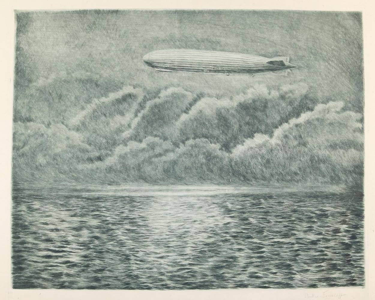 Große Abbildung Nr.2: 138-3724 Uecker-Fensloff, Arhur: (Künstlergraphik, Aeronautik, Zeppelin)