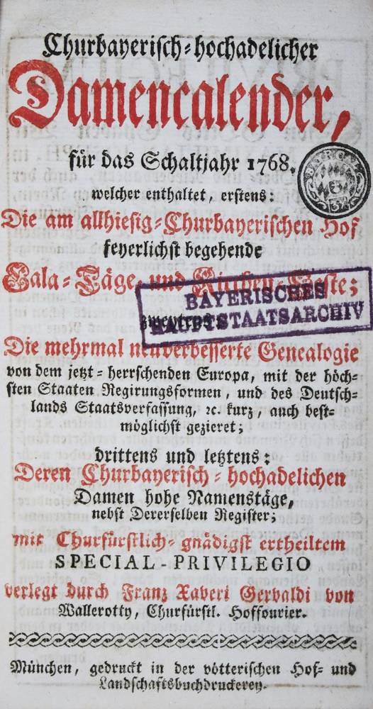Große Abbildung Nr.1: 138-375 Damencalender,: (Genealogie und Heraldik, Bayern)