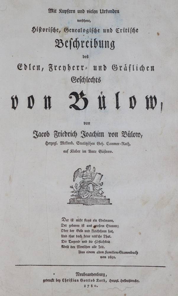 Große Abbildung Nr.1: 138-378 Bülow,J.F.J.v.: (Genealogie und Heraldik)