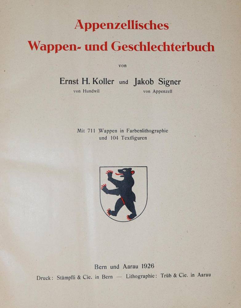 Große Abbildung Nr.1: 138-389 Koller,E.H. u. J.Signer.: (Genealogie und Heraldik, Schweiz)