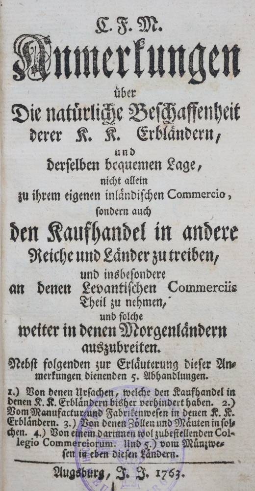 Große Abbildung Nr.1: 138-432 M(eixner),C.F.: (Wirtschaft, Orienthandel)