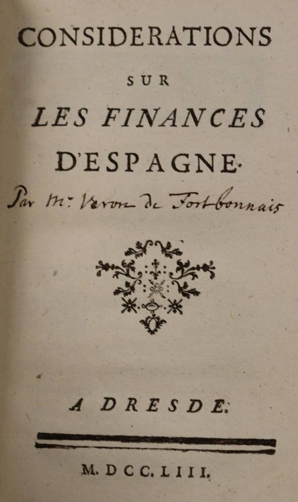 Große Abbildung Nr.1: 138-434 (Forbonnais,F.V.de).: (Wirtschaft, Spanien)