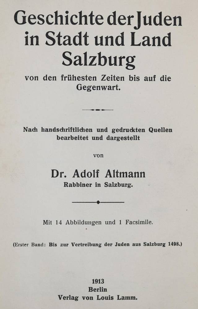 Große Abbildung Nr.1: 138-459 Altmann,A.: (Judaica)