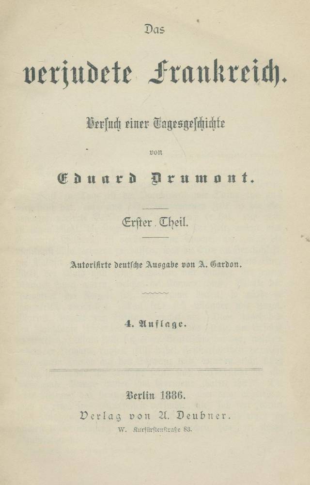 Große Abbildung Nr.1: 138-465 Drumont,E.: (Judaica)