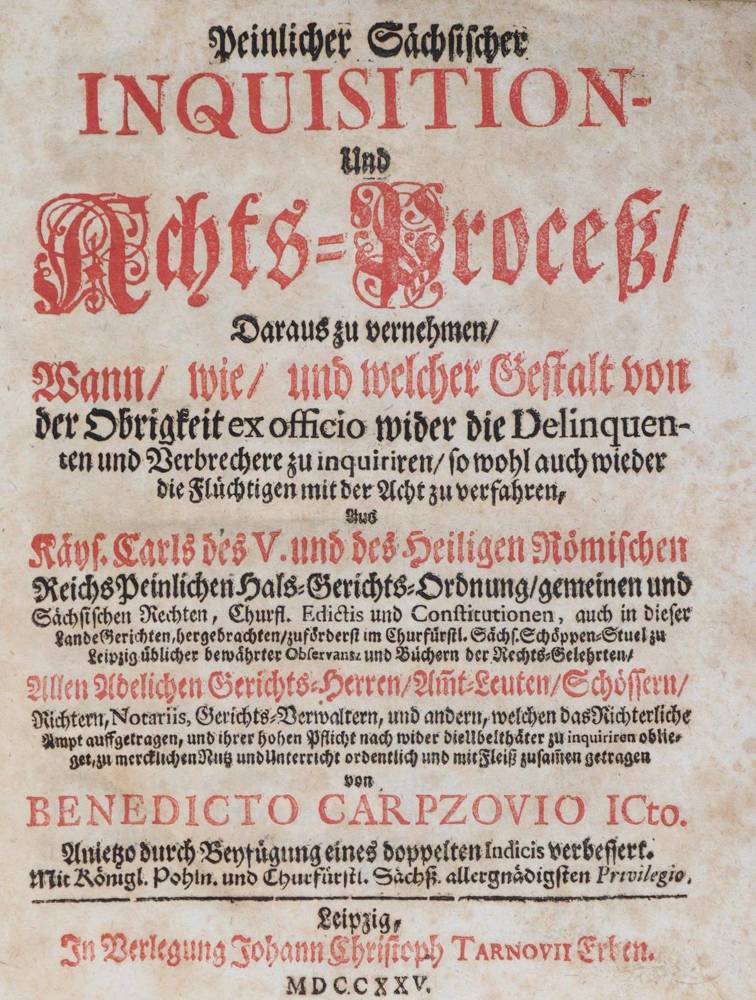 Große Abbildung Nr.1: 138-491 Carpzov,B.: (Juridica und Kriminologie)