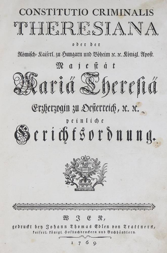 Große Abbildung Nr.2: 138-496 Constitutio criminalis Theresiana: (Juridica und Kriminologie)