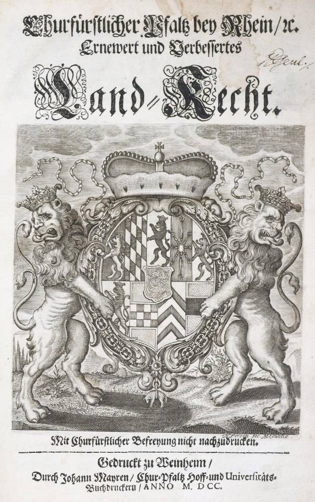 Große Abbildung Nr.1: 138-528 Churfürstlicher Pfalz Bey Rhein,: (Juridica und Kriminologie, Pfalz)