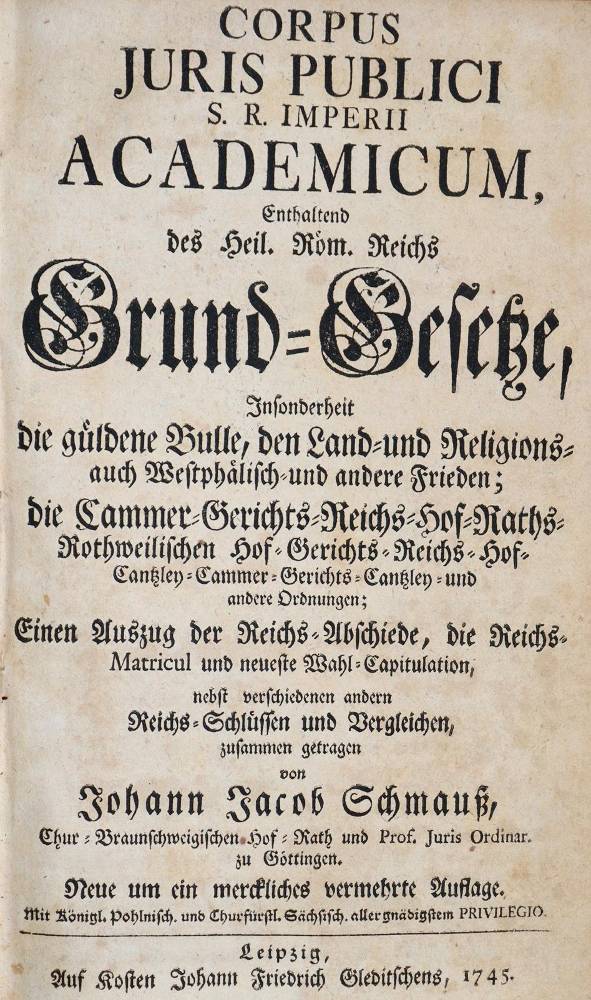 Große Abbildung Nr.1: 138-533 Schmauß,J.J.: (Juridica und Kriminologie)