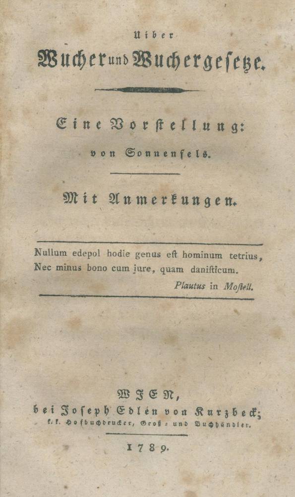Große Abbildung Nr.1: 138-536 Uiber Wucher: (Juridica und Kriminologie)