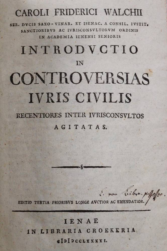 Große Abbildung Nr.2: 138-539 Walch,C.F.: (Juridica und Kriminologie)