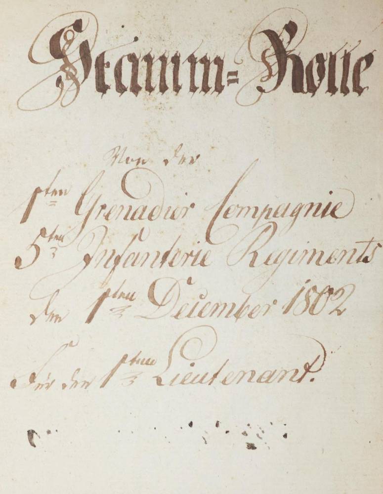 Große Abbildung Nr.1: 138-601 Stamm-Rolle: (Militaria, Handschriften)