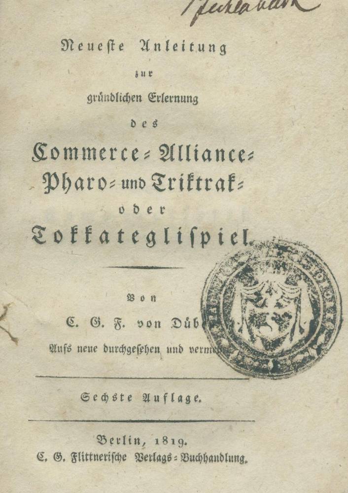 Große Abbildung Nr.1: 138-714 Düben C.G.F. v. (d.i.C.G.Flittner).: (Spiele)
