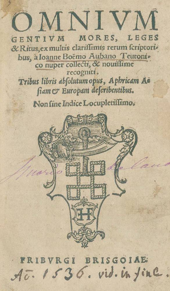 Große Abbildung Nr.1: 138-80 Boëmus, Johannes, Aubanus (d.i. Johann Böhm aus Aub).: (Alte Drucke, Handschriften und Theologie)