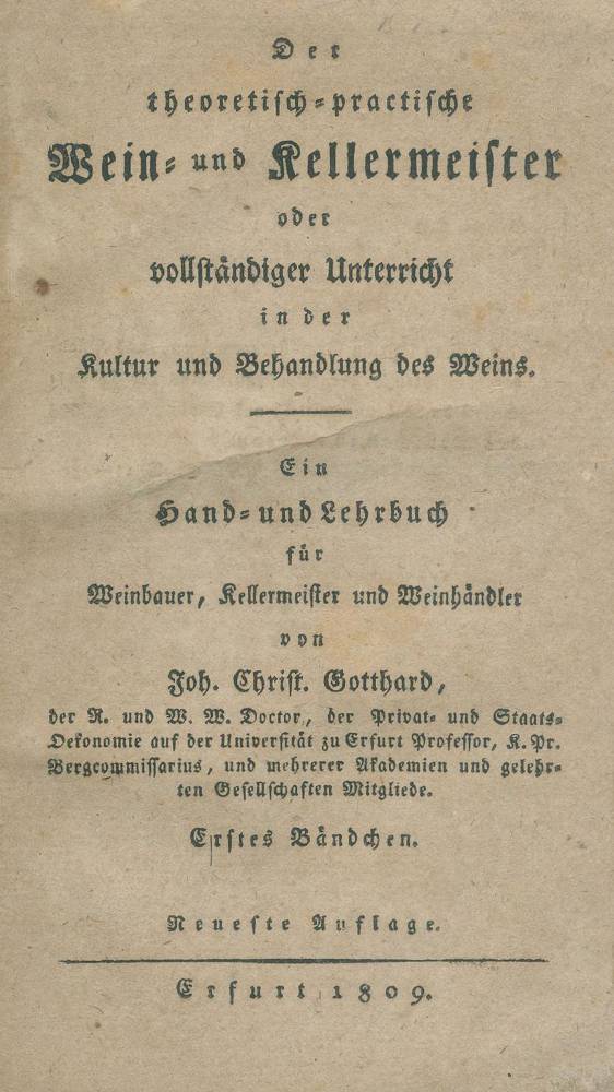 Große Abbildung Nr.1: 138-810 Gotthard,J.C.: (Küche und Haushalt, Getränke, Wein und Weinbau)