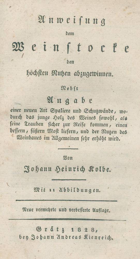 Große Abbildung Nr.1: 138-814 Kolbe,J.H.: (Küche und Haushalt, Getränke, Wein und Weinbau)