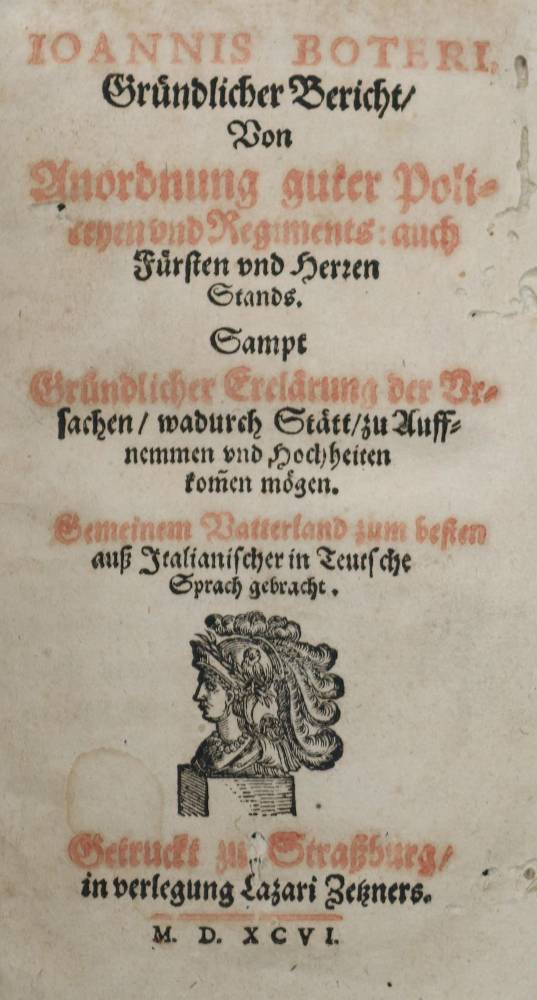 Große Abbildung Nr.1: 138-82 Botero,J.: (Alte Drucke, Handschriften und Theologie)