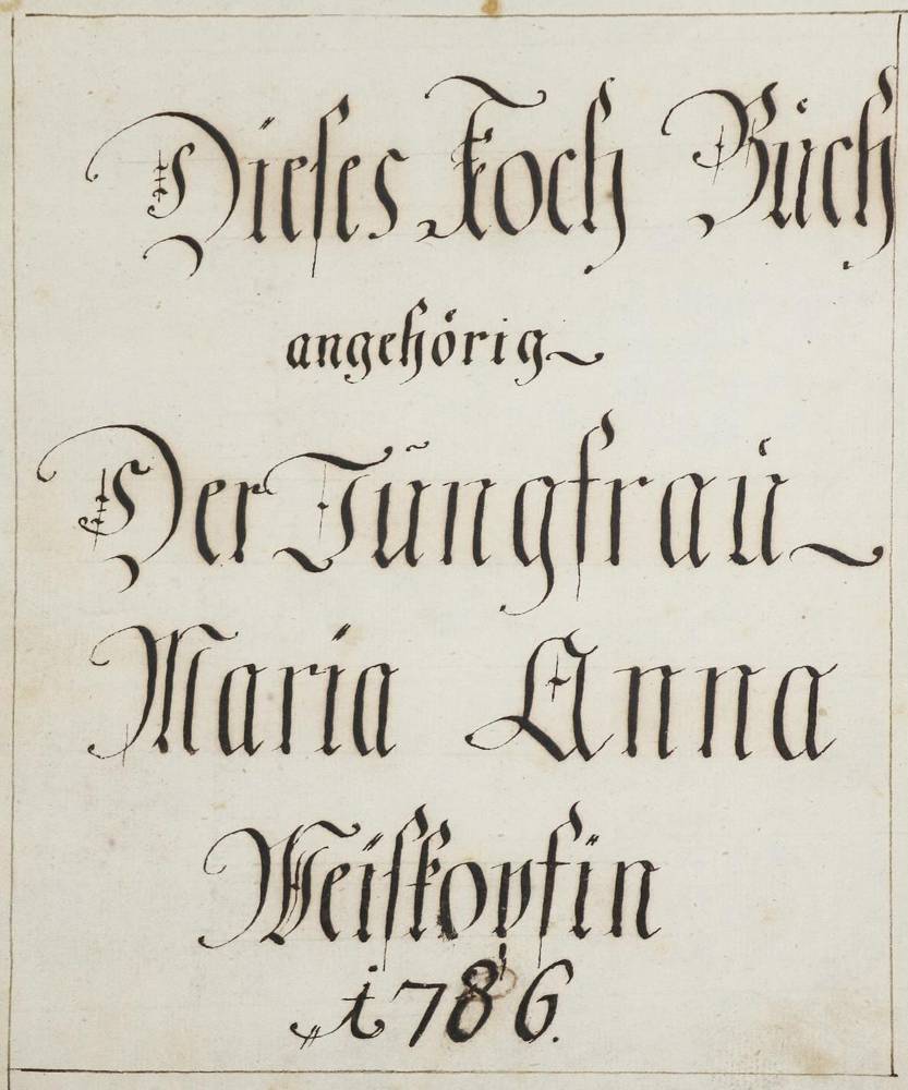 Große Abbildung Nr.1: 138-834 Weiskopf, Anna Maria.: (Küche und Haushalt, Kochbücher, Handschrift)