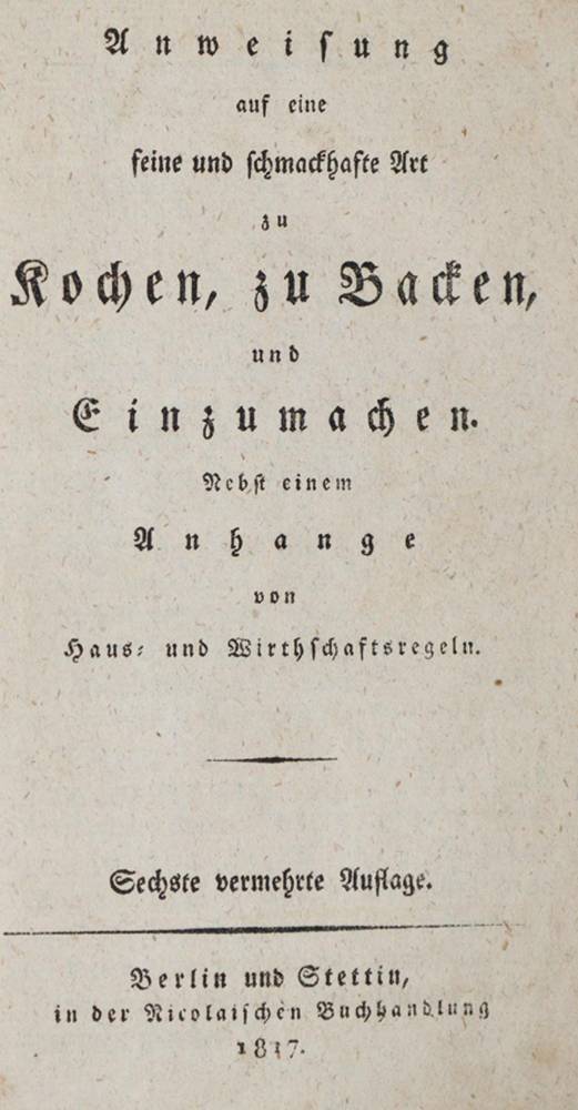 Große Abbildung Nr.1: 138-846 Stettiner Kochbuch.: (Küche und Haushalt, Kochbücher)