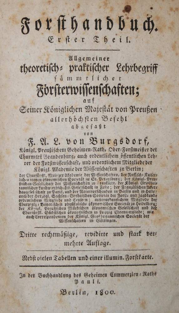 Große Abbildung Nr.1: 138-857 Burgsdorf,F.A.L.v.: (Land- und Forstwirtschaft, Forstwirtschaft)