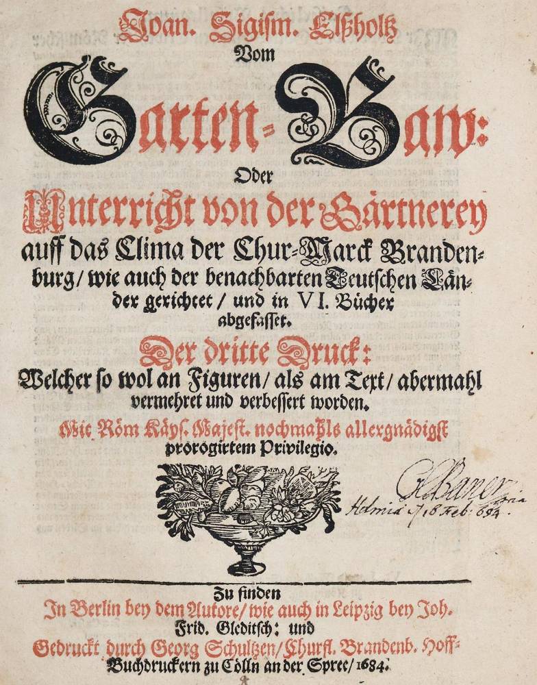 Große Abbildung Nr.1: 138-866 Elsholtz,J.S.: (Land- und Forstwirtschaft, Garten)