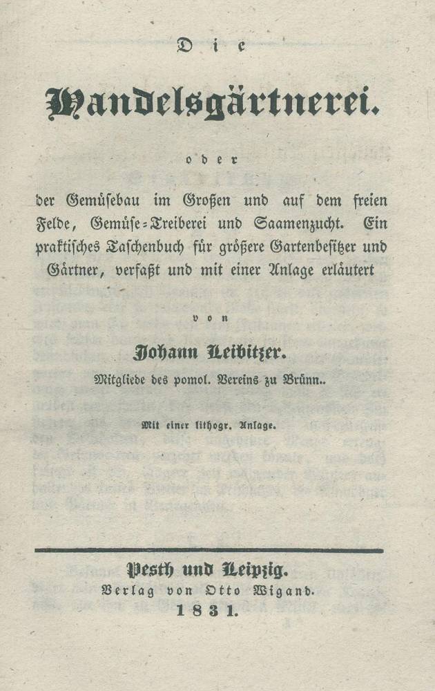 Große Abbildung Nr.1: 138-868 Leibitzer,J.: (Land- und Forstwirtschaft, Garten)