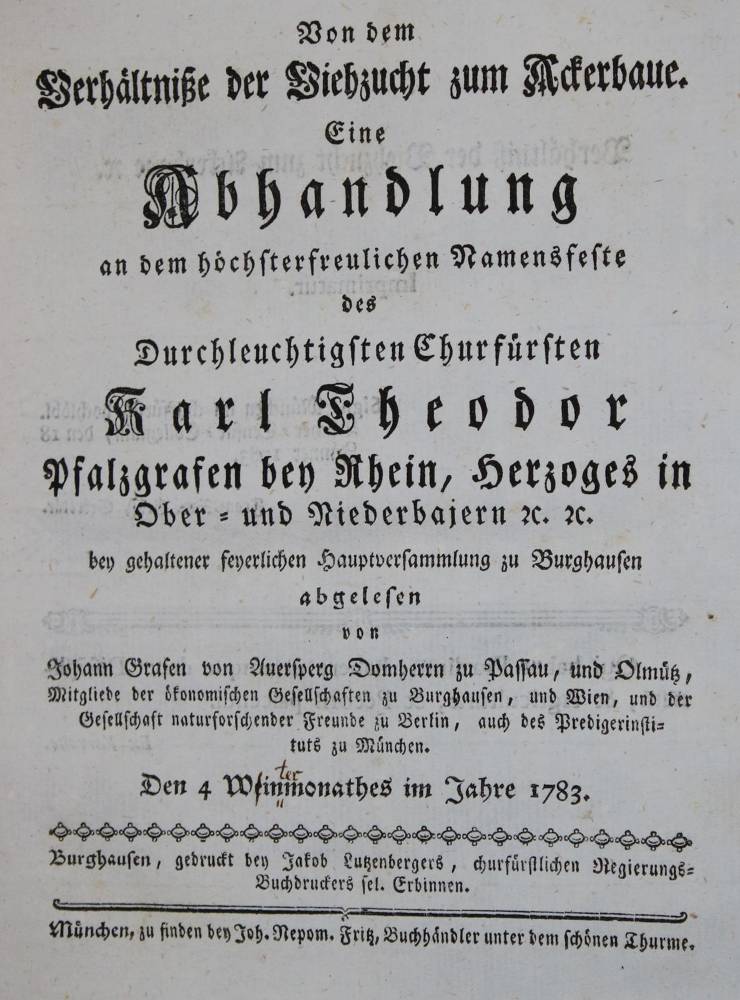 Große Abbildung Nr.1: 138-871 Auersperg,J.v.: (Land- und Forstwirtschaft, Landwirtschaft)
