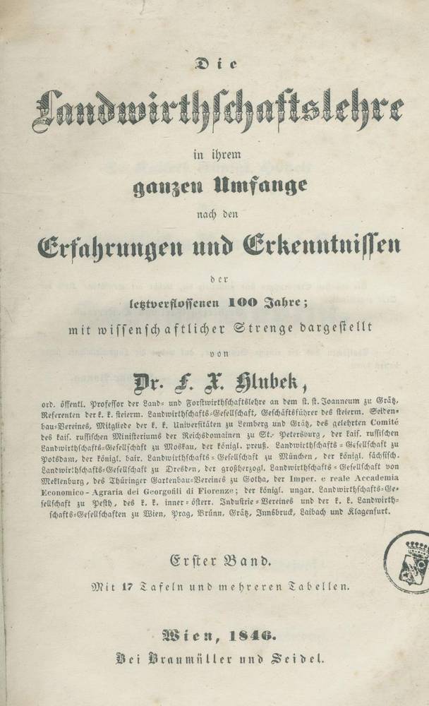Große Abbildung Nr.1: 138-878 Hlubek,F.X.: (Land- und Forstwirtschaft, Landwirtschaft)