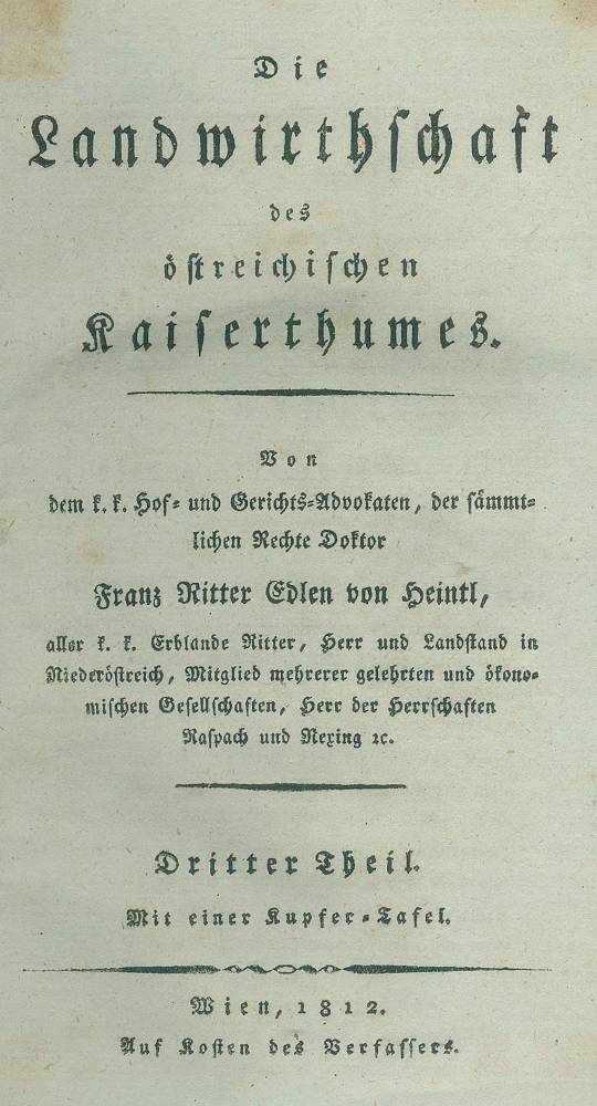 Große Abbildung Nr.1: 138-884 Heintl,F.Ritter Edeln v.: (Land- und Forstwirtschaft, Landwirtschaft, Österreich)