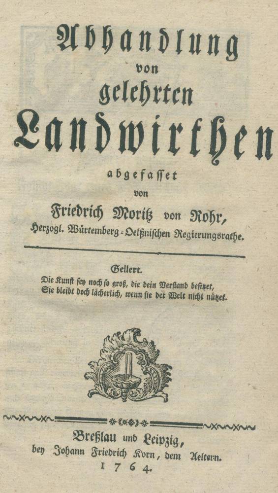 Große Abbildung Nr.1: 138-887 Rohr,F.M.v.: (Land- und Forstwirtschaft, Landwirtschaft)