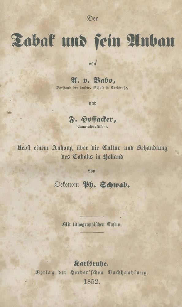 Große Abbildung Nr.2: 138-892 Babo, A. v. u. F. Hoffacker.: (Land- und Forstwirtschaft, Landwirtschaft, Tabak)