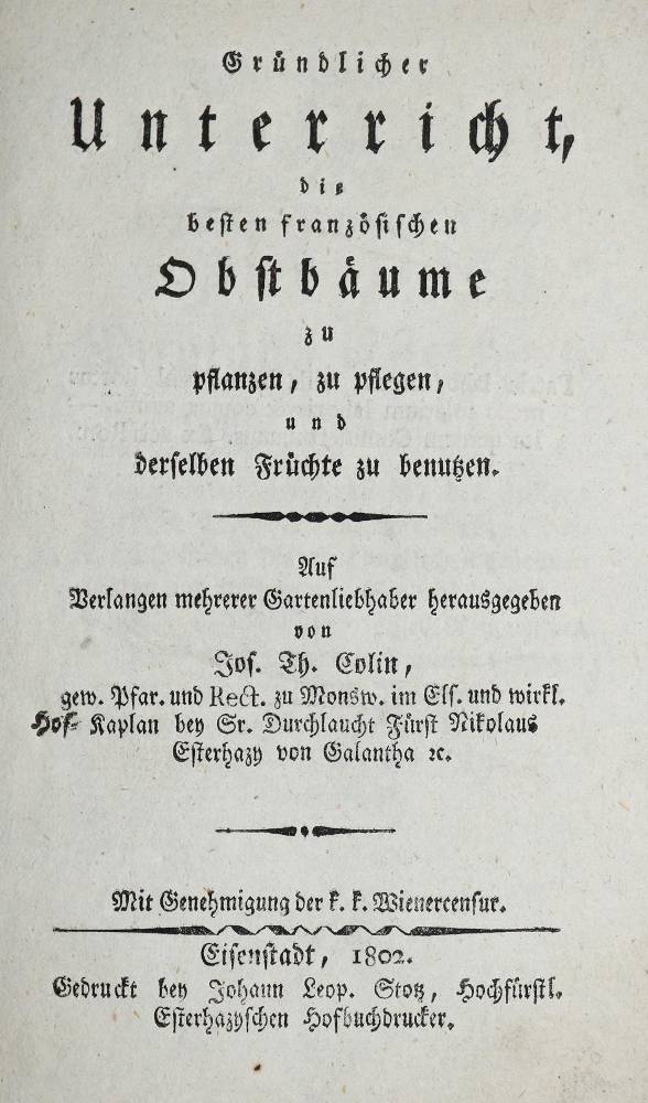 Große Abbildung Nr.1: 138-898 Colin,J.T.: (Land- und Forstwirtschaft, Obstbau)