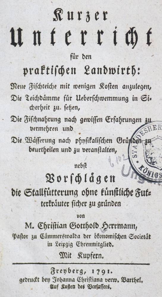 Große Abbildung Nr.1: 138-916 Hermann,Chr.G.: (Land- und Forstwirtschaft, Tierhaltung, Fische)