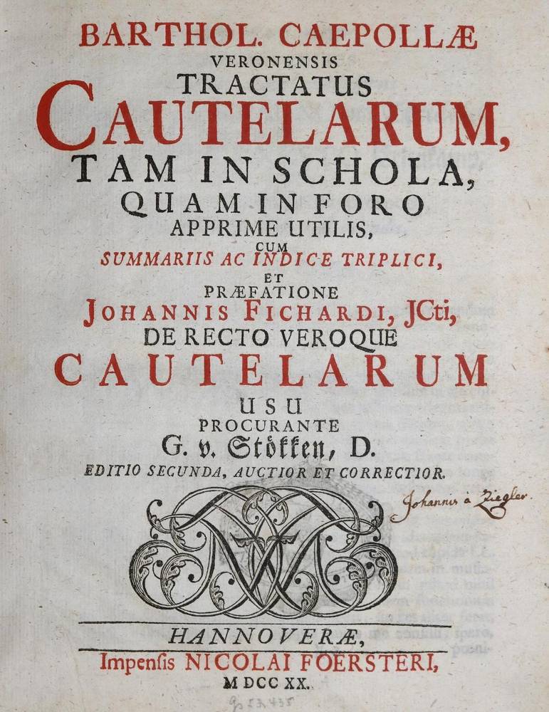 Große Abbildung Nr.1: 138-92 Caepolla,B: (Alte Drucke, Handschriften und Theologie)