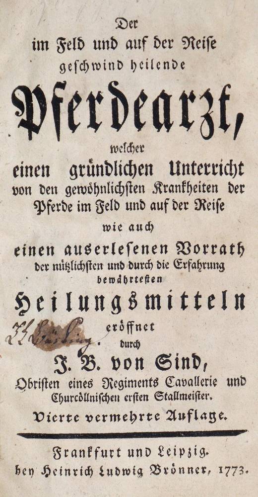 Große Abbildung Nr.1: 138-923 Sind,J.B.v.: (Land- und Forstwirtschaft, Tierhaltung, Pferde)