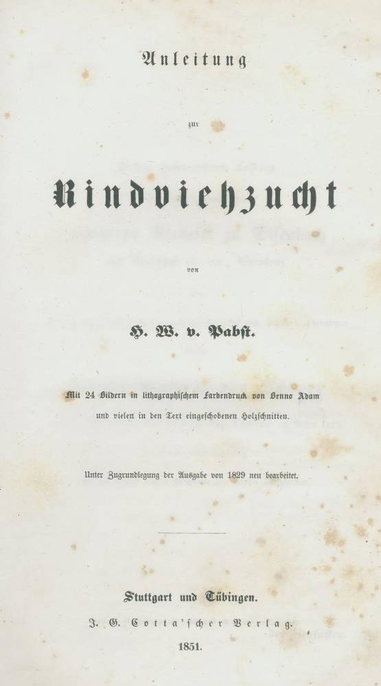 Große Abbildung Nr.2: 138-924 Pabst,H.W.v.: (Land- und Forstwirtschaft, Tierhaltung, Rinderzucht)