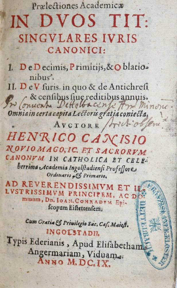 Große Abbildung Nr.1: 138-94 Canisius,H.: (Alte Drucke, Handschriften und Theologie)