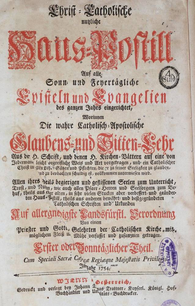 Große Abbildung Nr.1: 138-95 Christ-Catholische nützliche Haus-Postill: (Alte Drucke, Handschriften und Theologie)