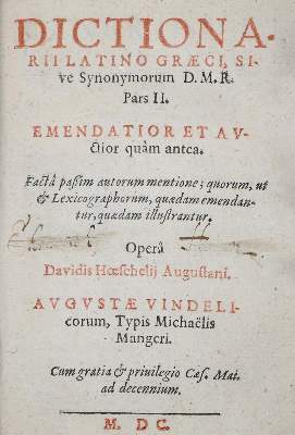 Bild Nr.1: 138-1152 Ruland,M. u. D.Hoeschel.: (Lexika - Wörterbücher - Sprachwissenschaften)