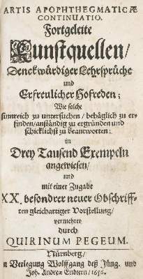 Bild Nr.1: 138-1354 Harsdörffer,G.P.: (Literatur und illustrierte Bücher bis 19.Jahrhundert)