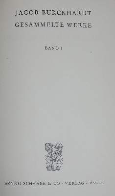 Bild Nr.1: 138-1462 Burckhardt,J.: (Literatur und illustrierte Bücher 20.Jahrhundert - Alte Literatur in modernen Ausgaben)
