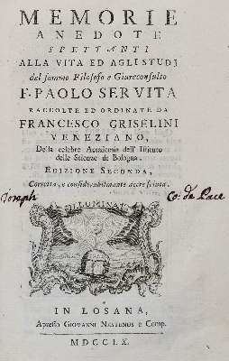 Bild Nr.1: 138-150 Griselini,F.: (Alte Drucke, Handschriften und Theologie)