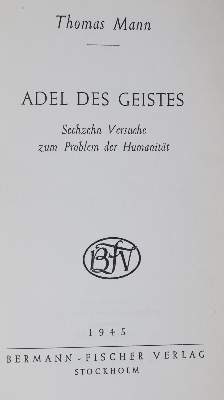 Bild Nr.1: 138-1550 Mann,T.: (Literatur und illustrierte Bücher 20.Jahrhundert - Alte Literatur in modernen Ausgaben)