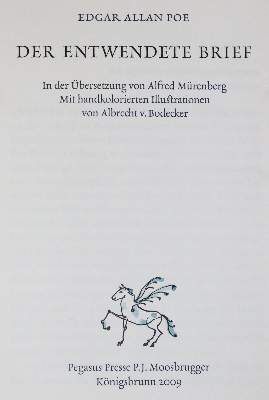 Bild Nr.4: 138-1575 Poe,E.A.: (Literatur und illustrierte Bücher 20.Jahrhundert - Alte Literatur in modernen Ausgaben)