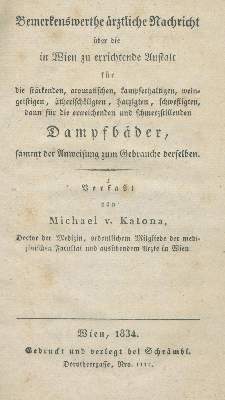 Bild Nr.1: 138-1681 Katona,M.v.: (Medizin, Balneologie, Wien)