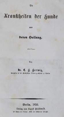 Bild Nr.1: 138-1746 Hertwig,C.H.: (Medizin, Veterinärmedizin, Hunde)