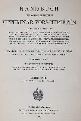 Bild Nr.1: 138-1750 Handbuch: (Medizin, Veterinärmedizin, Österreich)