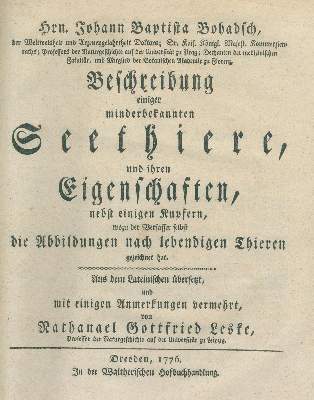 Bild Nr.1: 138-1782 Leske,N.G.: (Zoologie, Meerestiere)