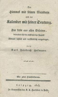 Bild Nr.2: 138-1839 Hoffmann,K.F.: (Verschiedene Gebiete - Varia, Astronomie)