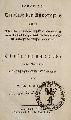 Bild Nr.1: 138-1852 Richter,J.A.L.: (Verschiedene Gebiete - Varia, Astronomie)