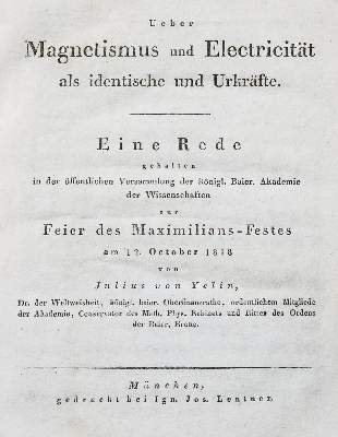 Bild Nr.1: 138-1922 Yelin,J.v.: (Verschiedene Gebiete - Varia, Elektrizität)